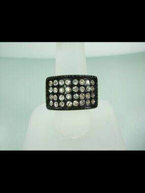 Black Vintage 1960’s Crystal Statement Ring